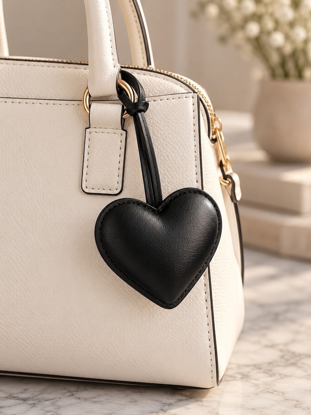 Black Heart Faux Leather Purse Bag Charm New